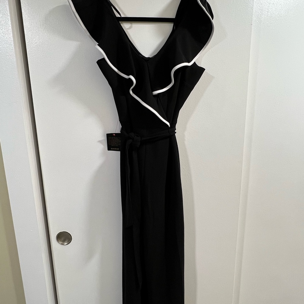 Bebe Black V-Neck Sleeveless Jumpsuit